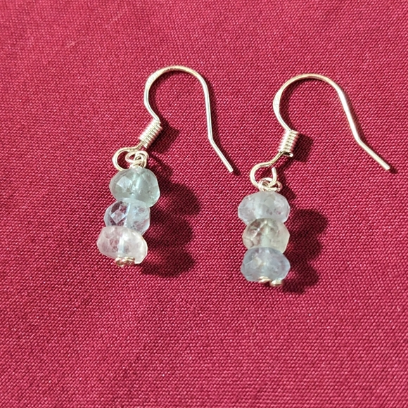 Aquamarine Crystal Earrings Handmade Artisan Green Artisan Crystals December - Picture 1 of 7